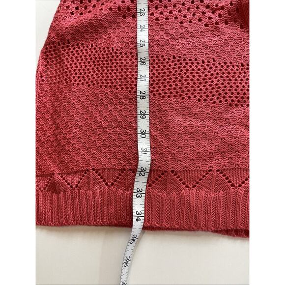 99 Jane Street Long Open Cardigan Sweater, Coral Rose, Crocheted size Large - Picture 10 of 16